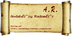 Andaházy Radomér névjegykártya